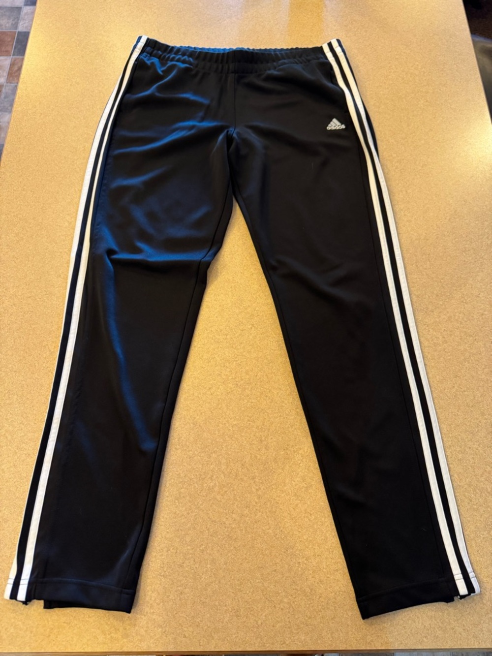 adidas Black Track Pants with White Side Stripes